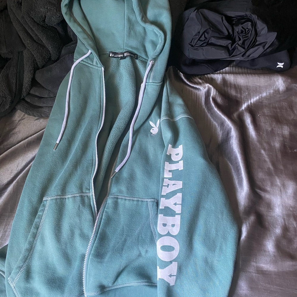 PLAYBOY Mint Green Zip-Up Hoodie